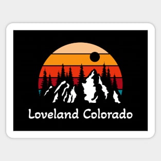 Retro Loveland Colorado Sunset and Mountains Sticker